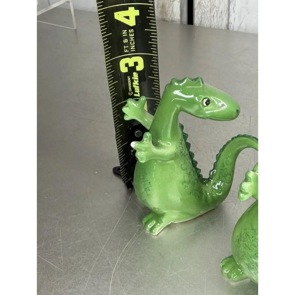 Vintage Royal Gorge Green Dinosaur Salt & Pepper Shakers Set Japan Kitschy 60s